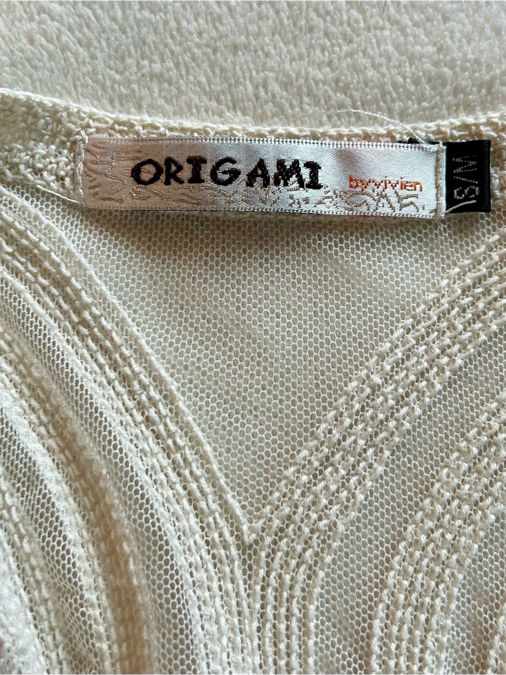 Origami Cream Embroidered Sheer Kimono Duster Sz M - Picture 3 of 4
